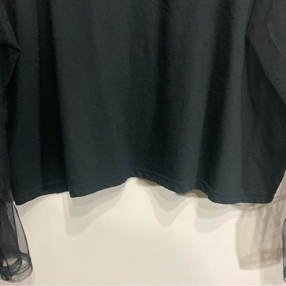 Oak + Fort Black Sheer Stretchy Mesh Sleeves Oversized Loose Fit - Picture 3 of 9